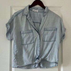 Bella Dahl Tie Front Chambray Shirt S